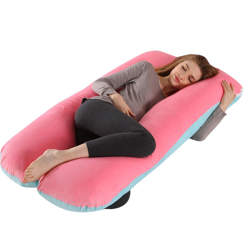 HKM-274131 U-Shaped Pregnancy Support Pillow with Removable Cotton Cover and Adjustable Fiber Filling 140x80cm