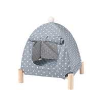 HKM-2742077 Removable and Washable Linen Cat House with Wooden Frame