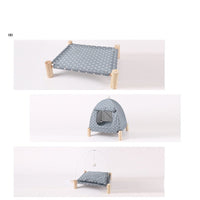 HKM-2742077 Removable and Washable Linen Cat House with Wooden Frame
