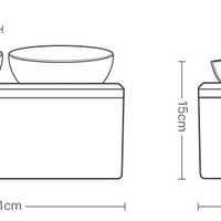 HKM-2742205 Transparent Double Bowl Pet Feeding Station - Oblique Mouth Design, White Resin