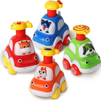 HKM-274259 Set of 8 Inertial Cartoon Cars for Kids - Friction Toy Vehicles with Forest Animal Design