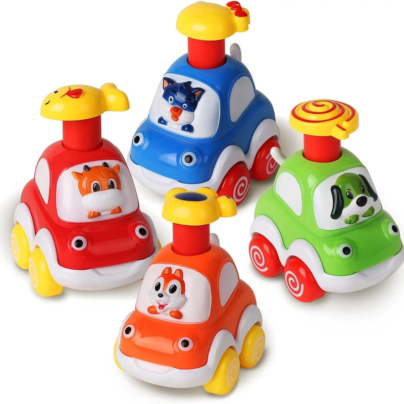 HKM-274259 Set of 8 Inertial Cartoon Cars for Kids - Friction Toy Vehicles with Forest Animal Design