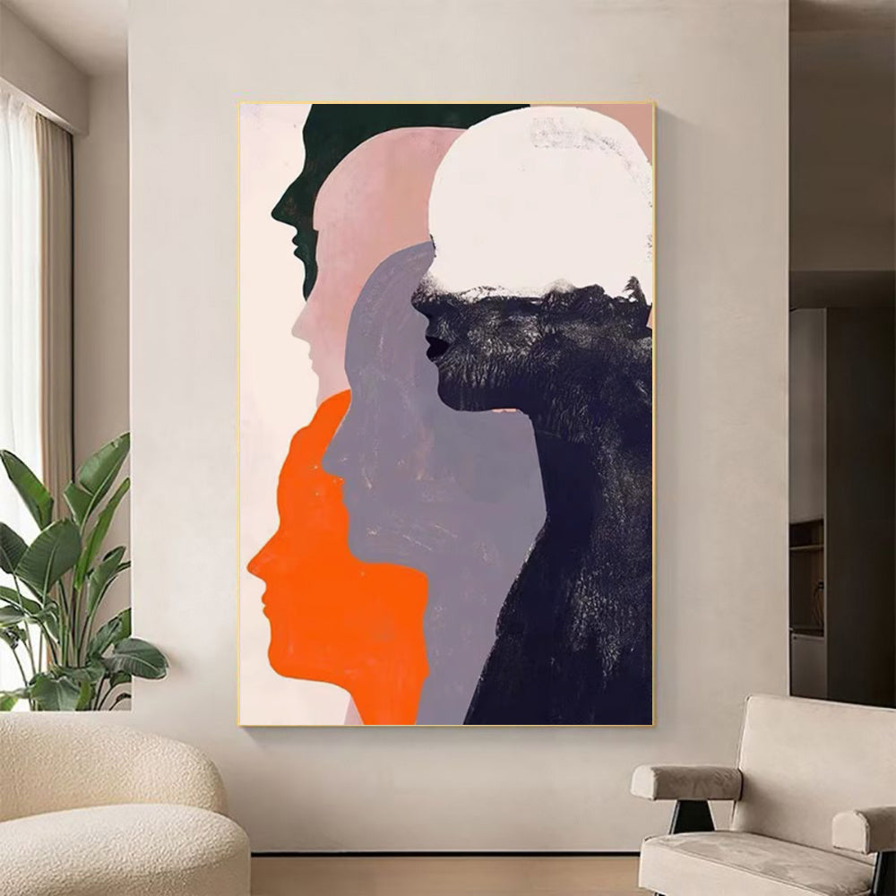 HKM-274387 Handmade Oil Painting Canvas Wall Art - Modern Abstract Human Portrait for Home Decor