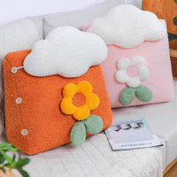 HKM-274451 Dormitory Cloud-Shaped Plush Bedside Pillow in Pink, Red, and Yellow - Stylish Sleep Accessory (50*50*25cm & 60*50*25cm)