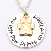 HKM-2744637 Paw Print Necklace in Electroplated White and Yellow Alloy