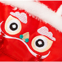 HKM-2746557 Lunar New Year Lion Dance Pet Outfit for Dogs and Cats - Warm Cotton-Padded Clothing with Traditional Embroidery and Tassels