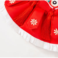 HKM-2746557 Lunar New Year Lion Dance Pet Outfit for Dogs and Cats - Warm Cotton-Padded Clothing with Traditional Embroidery and Tassels