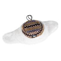 HKM-2746813 Cozy Striped Cotton Fleece Hat in Jacquard Red and Flower Basket Patterns for Winter