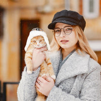 HKM-2746813 Cozy Striped Cotton Fleece Hat in Jacquard Red and Flower Basket Patterns for Winter