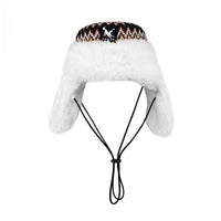 HKM-2746813 Cozy Striped Cotton Fleece Hat in Jacquard Red and Flower Basket Patterns for Winter