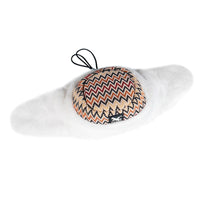HKM-2746813 Cozy Striped Cotton Fleece Hat in Jacquard Red and Flower Basket Patterns for Winter