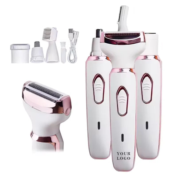 HKM-274771 Cordless Rechargeable Electric Shaver for Women - 4 in 1 Hair Removal Razor for Face, Arms, and Bikini Area