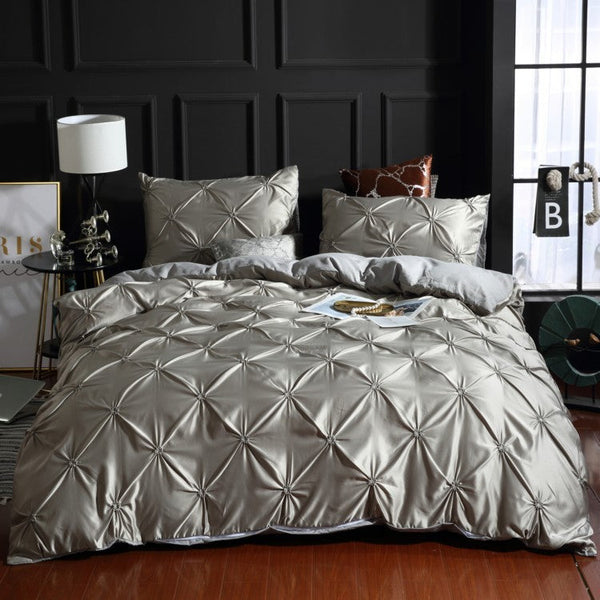 HKM-274771 Washed Silk 3-Piece Solid Color Bed Sheet Set with Duvet Cover and Pillowcases