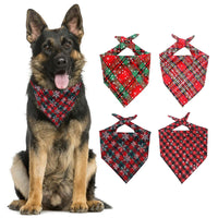 HKM-2748349 Plaid Cotton Christmas Triangular Dog Scarf - Available in 6 Colors, Size 44x44cm