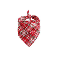 HKM-2748349 Plaid Cotton Christmas Triangular Dog Scarf - Available in 6 Colors, Size 44x44cm