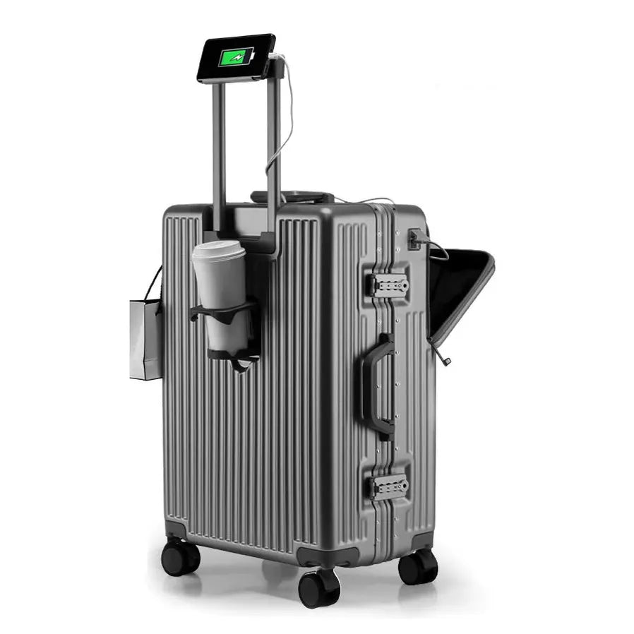 HKM-274835 Lightweight Unisex Retractable Spinner Luggage with Durable Aluminium Frame and TSA Lock for Travel