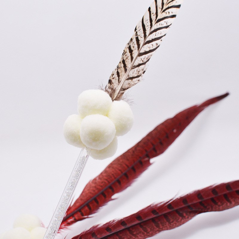 HKM-2748605 Feathered Cat Play Wand in Light and Dark Colors