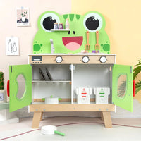 HKM-274899 Wooden Kitchen Role Play Toy for Toddlers, Pretend Cooking Set for Children