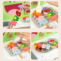 HKM-274899 Wooden Kitchen Role Play Toy for Toddlers, Pretend Cooking Set for Children
