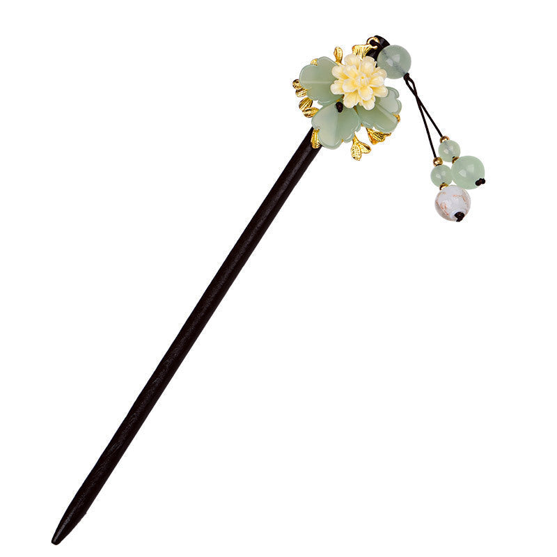HKM-275027 Ancient-Style Qipao Glass Flower Hairpin for Elegant Occasions