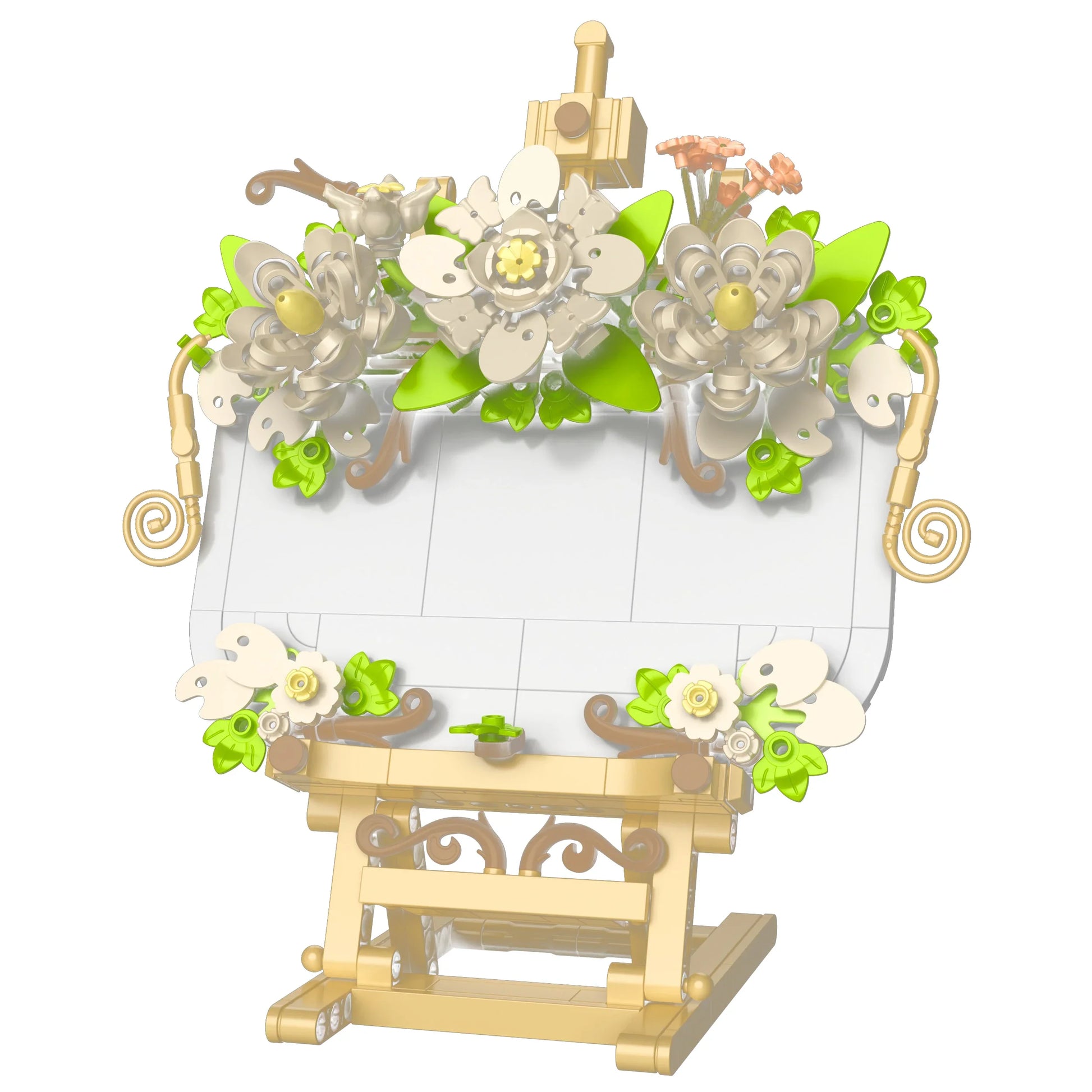 HKM-275091 Educational DIY Building Blocks Set with Modern Design - 50-Piece Artificial Flower Table Toy