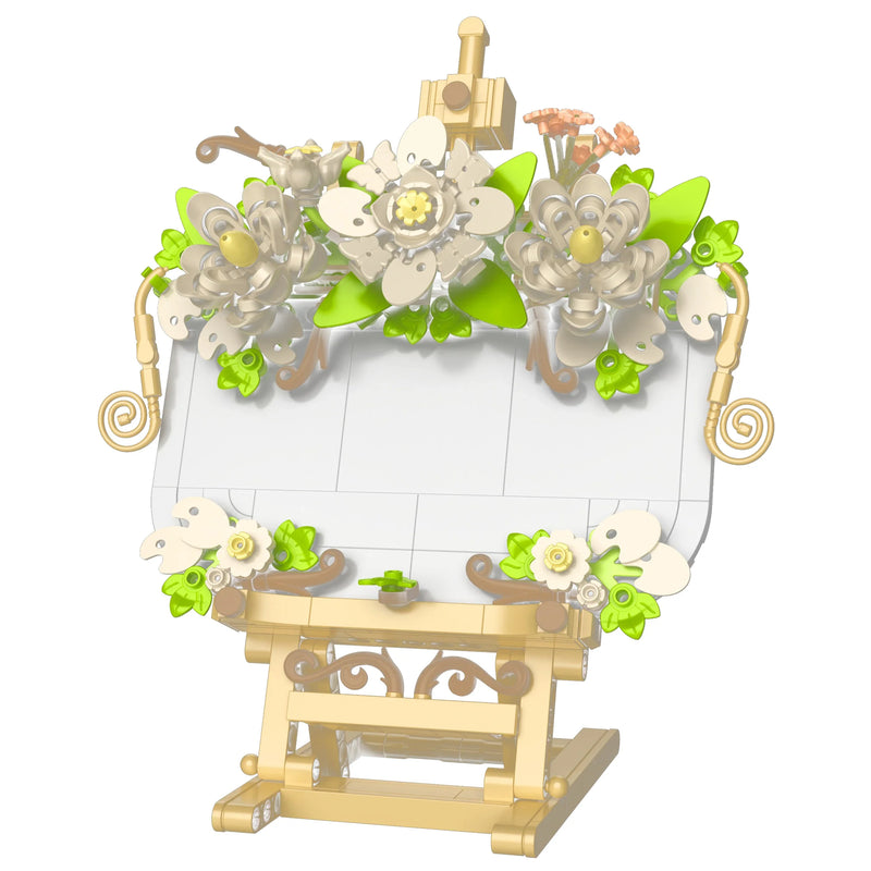 HKM-275091 Educational DIY Building Blocks Set with Modern Design - 50-Piece Artificial Flower Table Toy