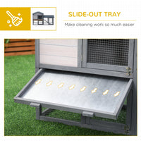 HKM-2751421 Large Outdoor Indoor Rabbit Hutch with Run, Removable Tray, Lockable Doors, Asphalt Roof for Small Pets - Dark Gray