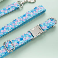 HKM-2751549 Mermaid Pattern Dog Collar and Leash Set - Multiple Sizes Available