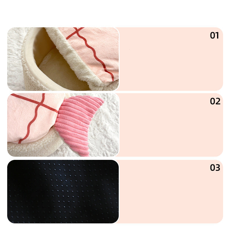 HKM-2751805 Cozy Removable Pet Nest Dog Mattress - Sushi Design for All Seasons