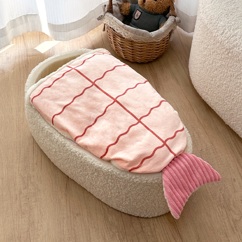 HKM-2751805 Cozy Removable Pet Nest Dog Mattress - Sushi Design for All Seasons