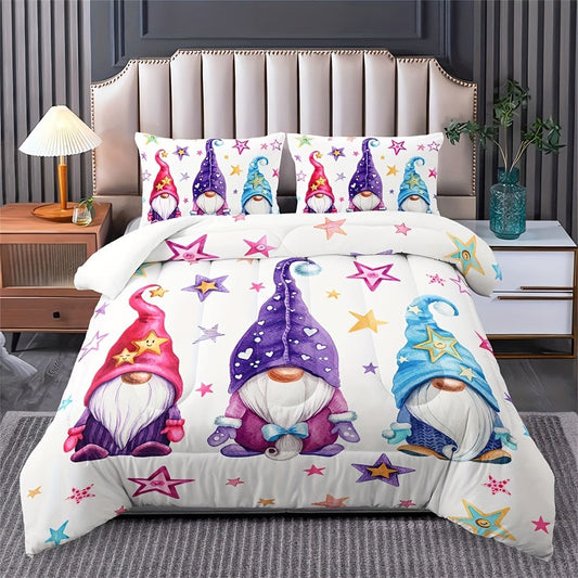 HKM-275283 Mushroom House Three-Piece Bedding Set with Cartoon Anime Design