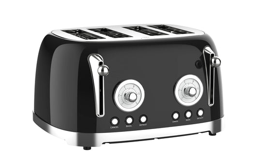 HKM-275347 Stainless Steel 4-Slice Retro Electric Bread Toaster for Sandwiches