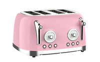 HKM-275347 Stainless Steel 4-Slice Retro Electric Bread Toaster for Sandwiches