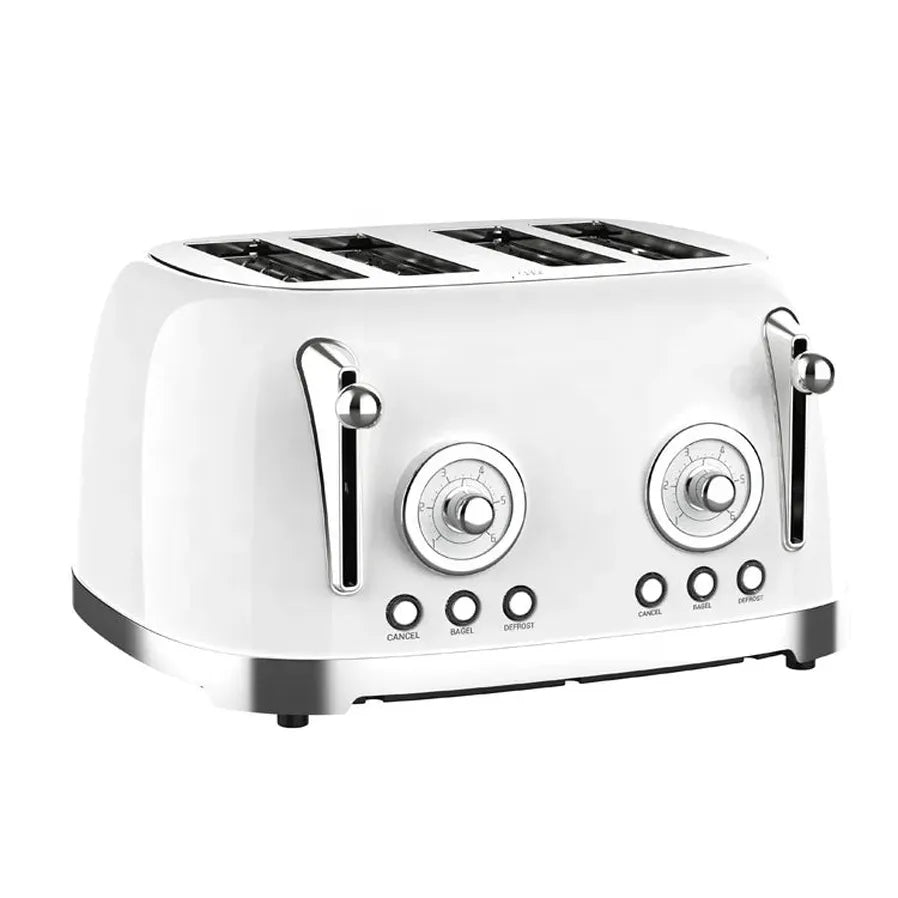 HKM-275347 Stainless Steel 4-Slice Retro Electric Bread Toaster for Sandwiches