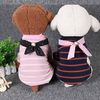 HKM-2754109 Pet Striped Cotton T-Shirt in Navy Blue and Pink for Comfortable Casual Wear
