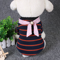 HKM-2754109 Pet Striped Cotton T-Shirt in Navy Blue and Pink for Comfortable Casual Wear