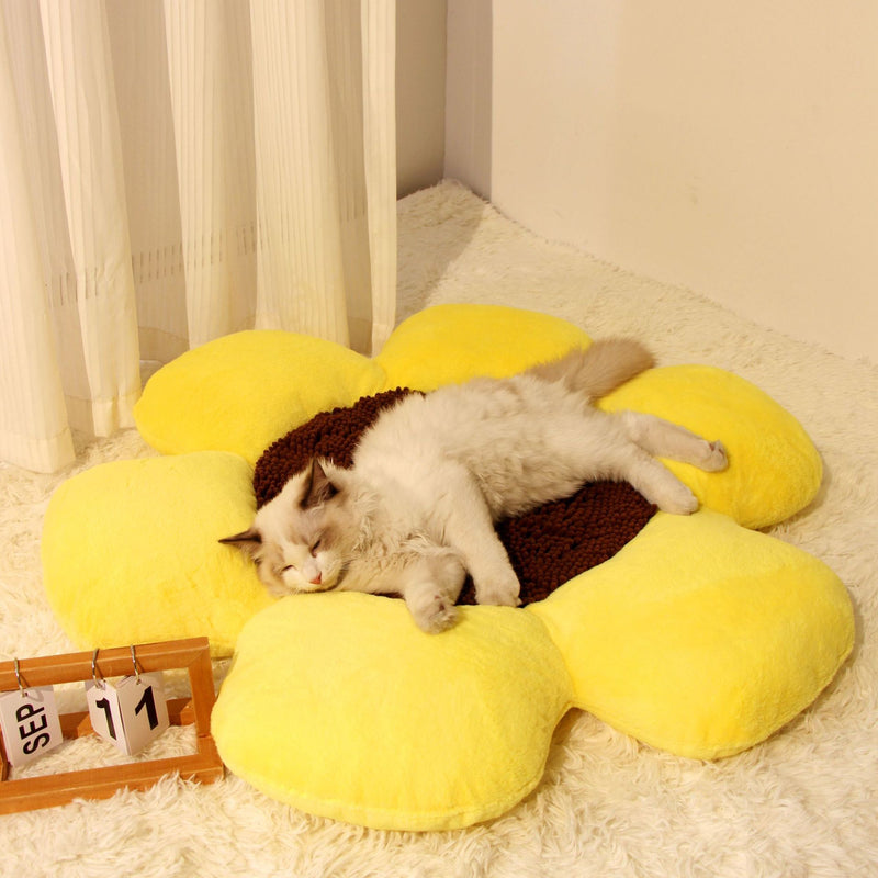 HKM-275411 Cozy Round Flower Cat Nest for All Seasons - Warm Plush Design, 85*9cm Size