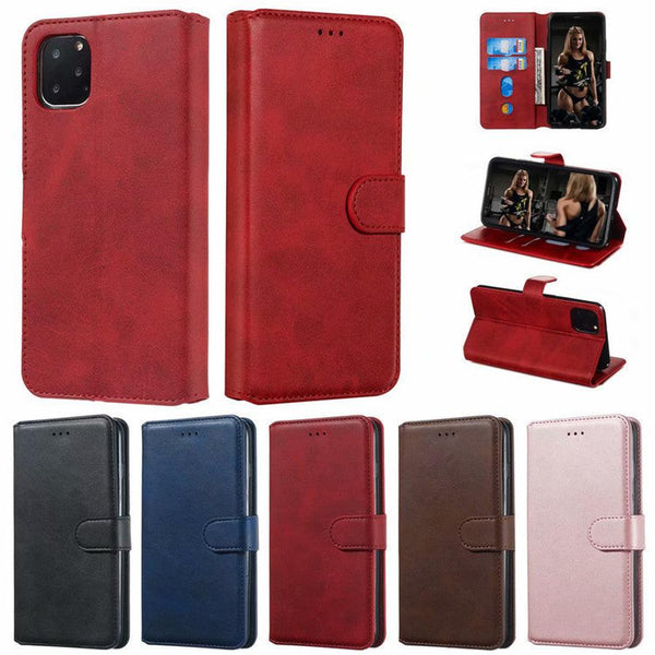 HKM-275475 Sleek Solid Color Leather Phone Case with Classic Calf Pattern for Samsung