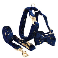 HKM-275475 Velvet Fabric Adjustable Dog Collar with Accessories and Leash