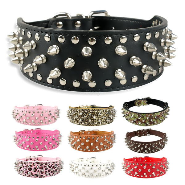 HKM-2755517 Stylish Rivet PU Pet Collar for Large Dogs ¨C Adjustable Sizes Available