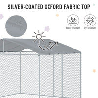 HKM-2757181 Secure Outdoor Dog Kennel with Galvanized Steel Fence and Roof, 9.8' x 9.8' x 7.7' for Large Breeds