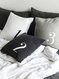 HKM-275731 Minimalist Linen Numeric Throw Pillow Cover, 43x43cm, Printed Design