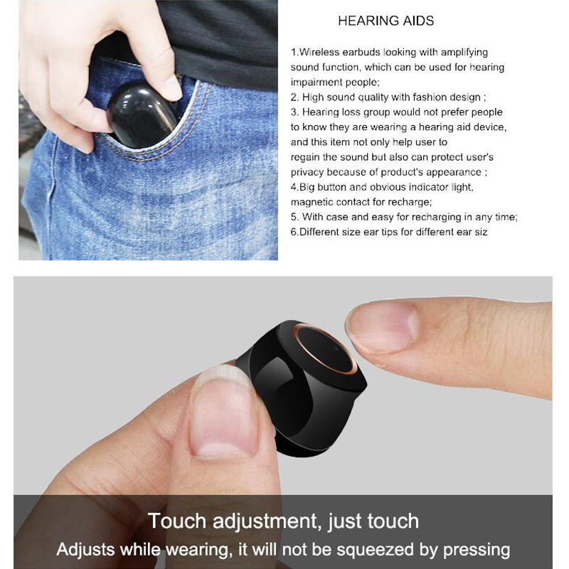 HKM-275795 Bluetooth Hearing Aid with Touch Volume Control and Charging Case