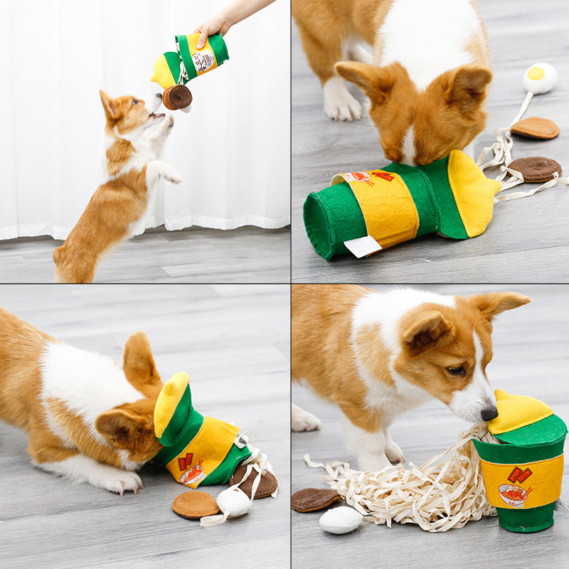 HKM-2758333 Dog Training Interactive Smell Toy with Instant Noodle Design - Green Felt Cloth