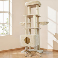 HKM-2758973 Large Cat Tree with Heavy-Duty Scratch Post and Washable Perch for Medium to Large Cats