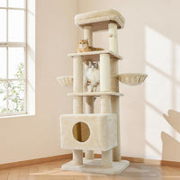 HKM-2758973 Large Cat Tree with Heavy-Duty Scratch Post and Washable Perch for Medium to Large Cats