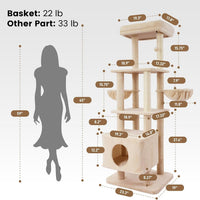 HKM-2758973 Large Cat Tree with Heavy-Duty Scratch Post and Washable Perch for Medium to Large Cats