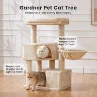 HKM-2758973 Large Cat Tree with Heavy-Duty Scratch Post and Washable Perch for Medium to Large Cats
