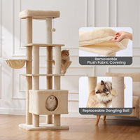 HKM-2758973 Large Cat Tree with Heavy-Duty Scratch Post and Washable Perch for Medium to Large Cats