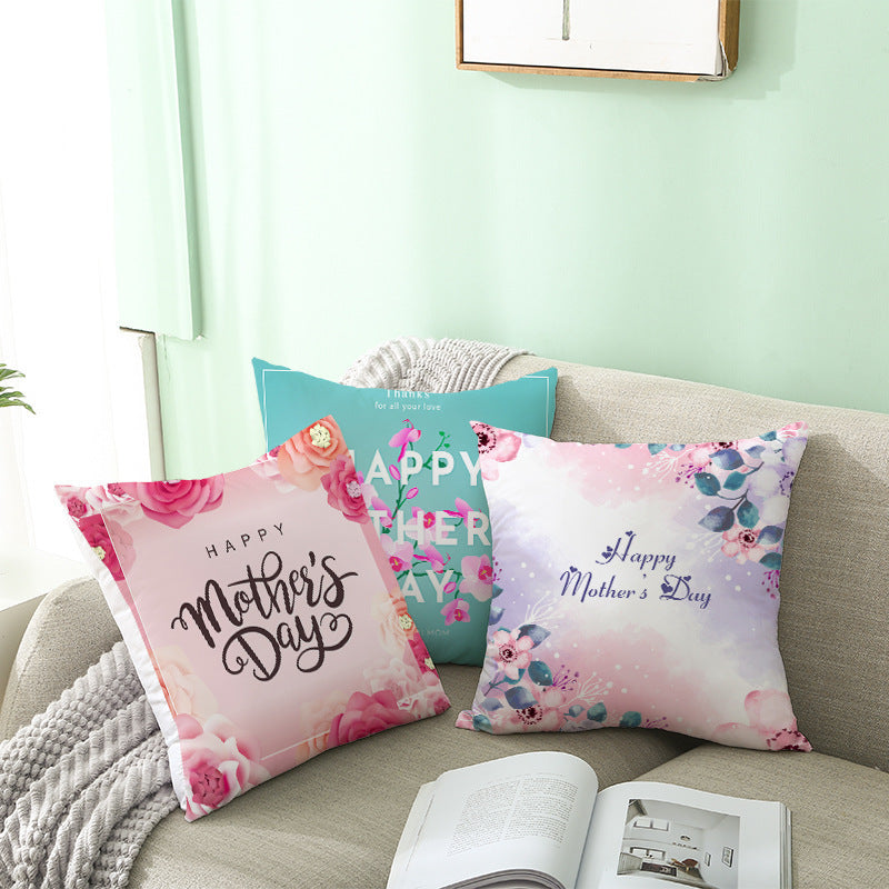 HKM-275923 Nordic Floral Cushion Cover, Peach Skin Pillowcase, 45x45cm